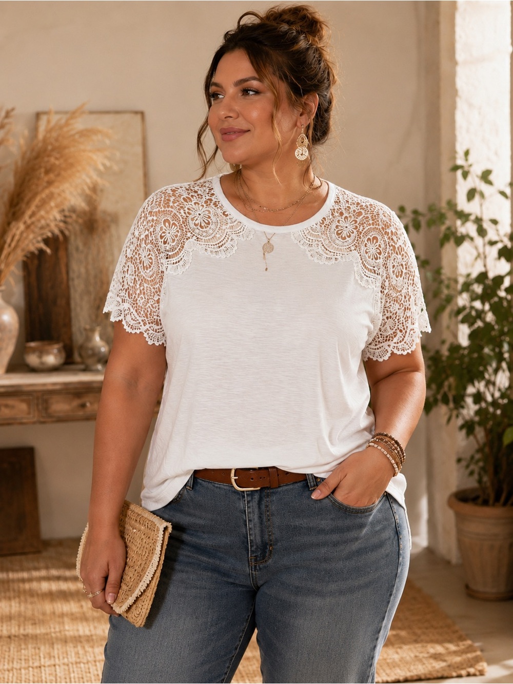 89th & MADISON White Knit Top EUC